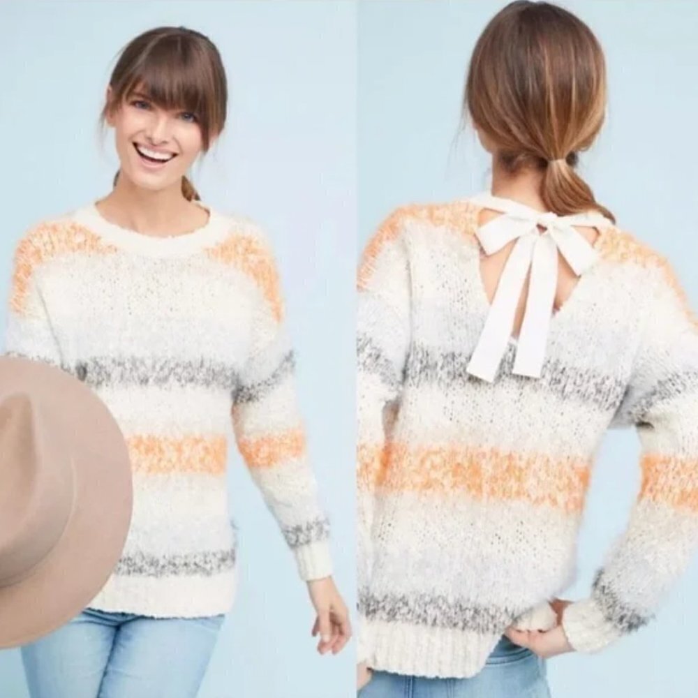 Anthropologie Meadow Rue Kennedy Striped Nubby Multicolor Sweater